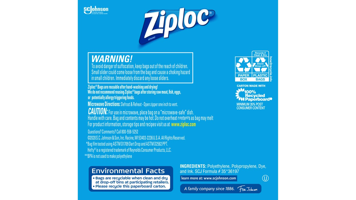 Ziploc Slider Freezer Bags, Gal., 10-Ct.