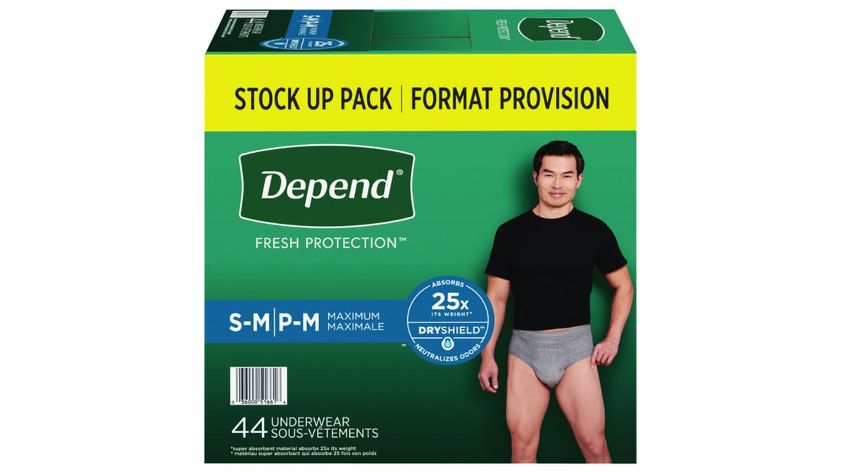 Depend Adult Incontinence Underwear for Men, Disposable, Maximum Extra  Large Grey