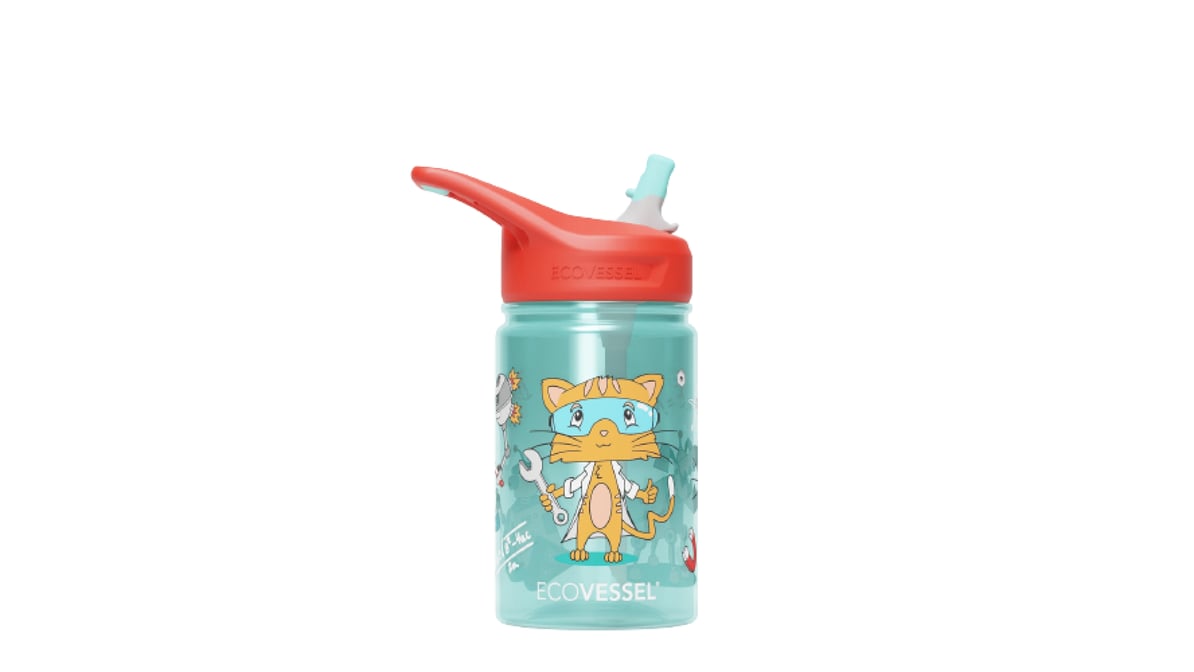 EcoVessel Kids Science Cat Splash Water Bottle 12 oz