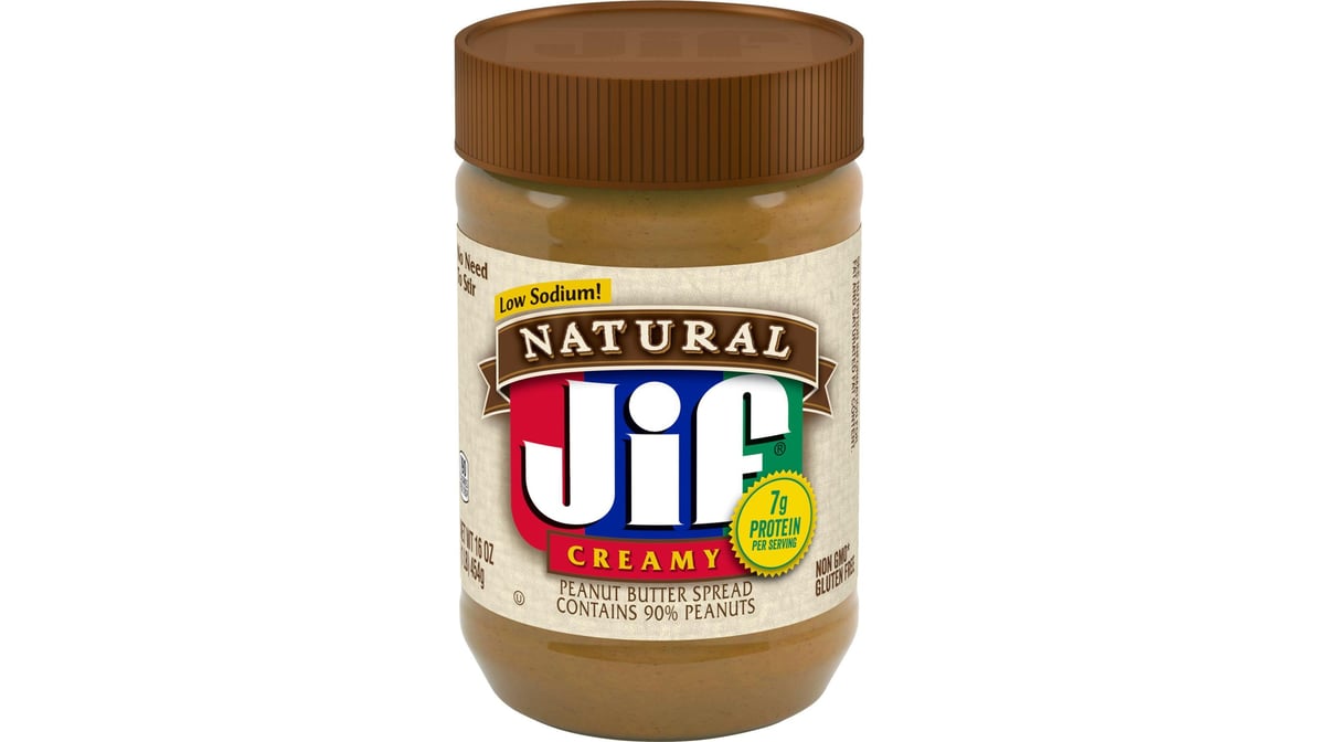 Jif Natural Peanut Butter Spread, Creamy - 16 oz