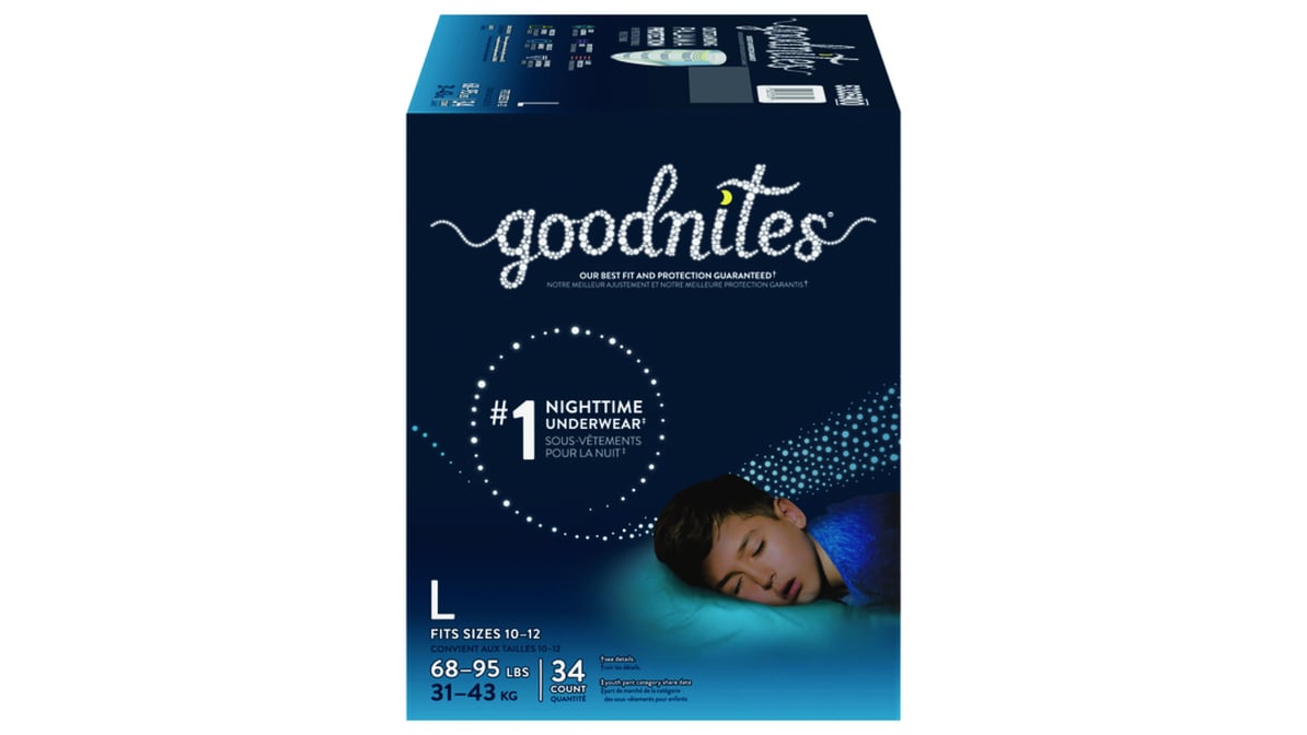 Goodnites Overnight Underwear for Boys, L (68-95 lb.), 34 Ct 