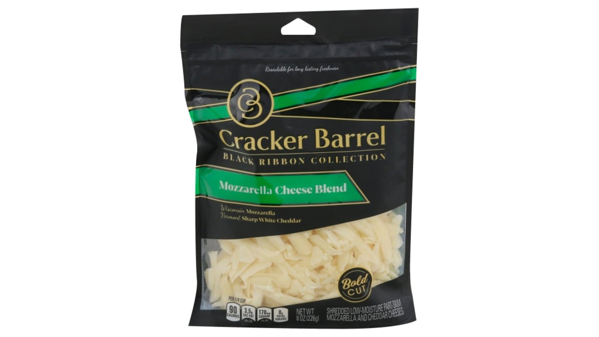 Cracker Barrel Three Cheese Blend Bold Cut Shredded Cheese, 8 oz