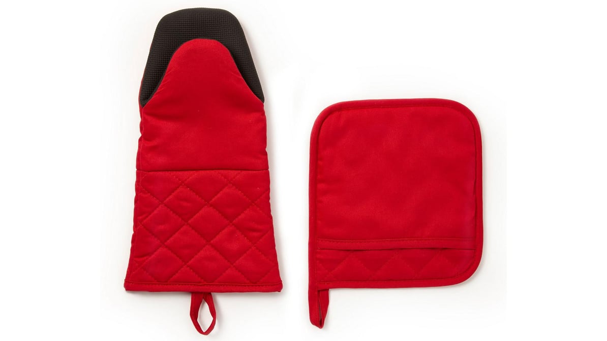 Master Cuisine Red Oven Mitt & Pot Holder Set