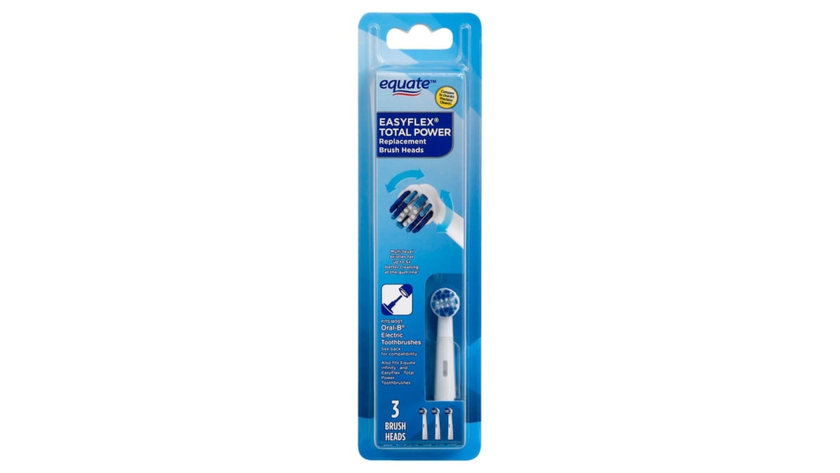 Equate Total Power Toothbrush Replacement Heads (3 ct) | Delivery Near Me -  Doordash