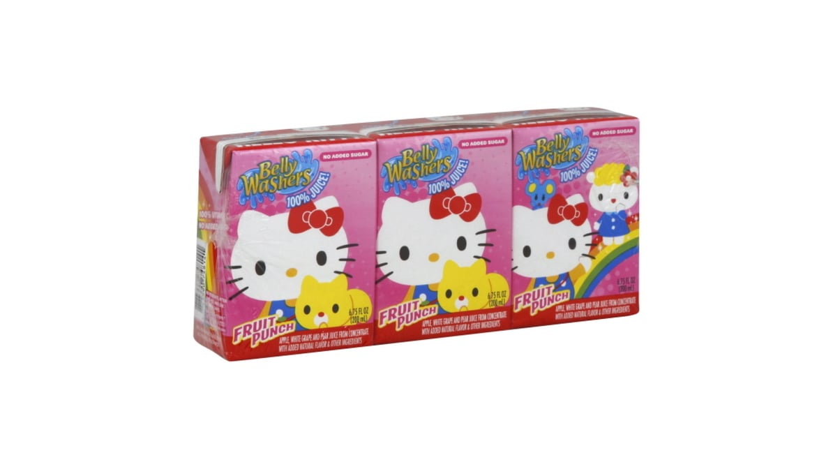 Belly Washers Hello Kitty 100% Juice Fruit Punch (6.75 oz x 3 ct) |  Delivery Near Me - Doordash