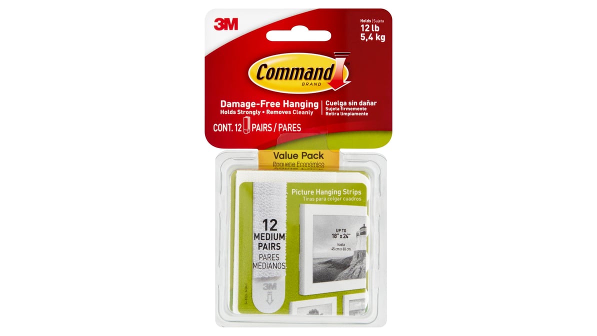 Command Hanging Strips, Picture, Large, Value Pack - 12 pairs