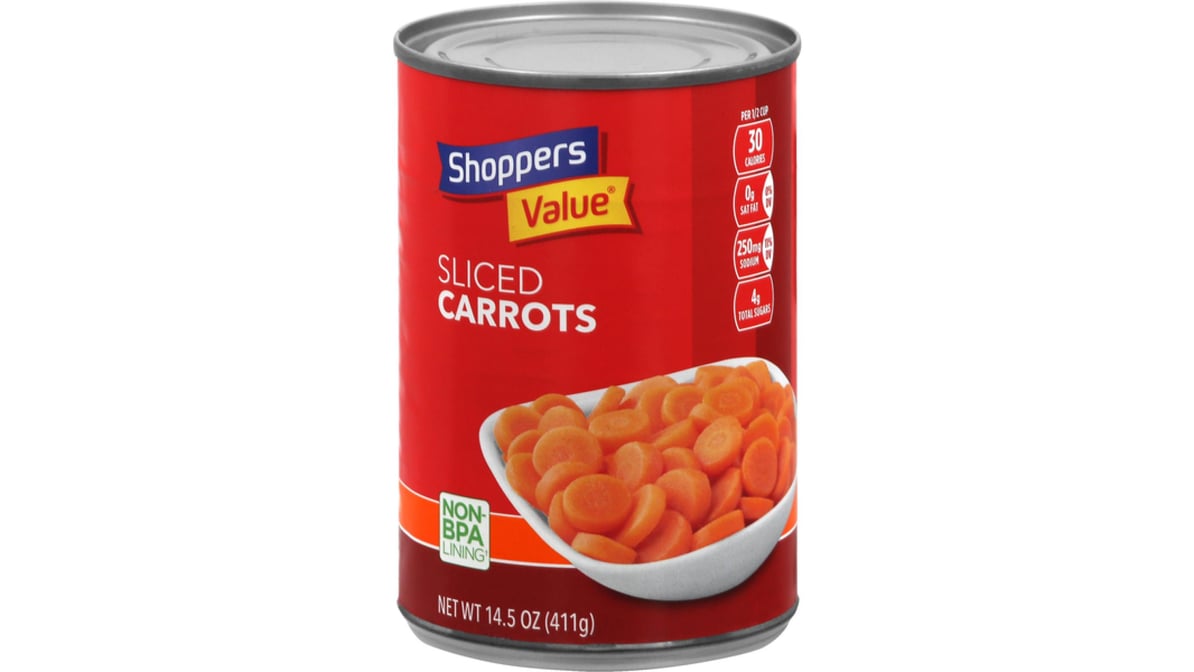 Shoppers Value Carrots, Sliced, Canned Vegetables