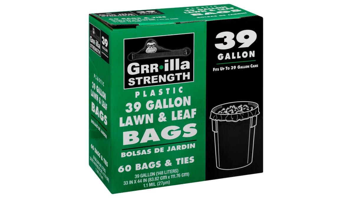 Grrilla Strength - Grrilla Strength 39 gl Plastic Lawn & Leaf Bags (60  count)