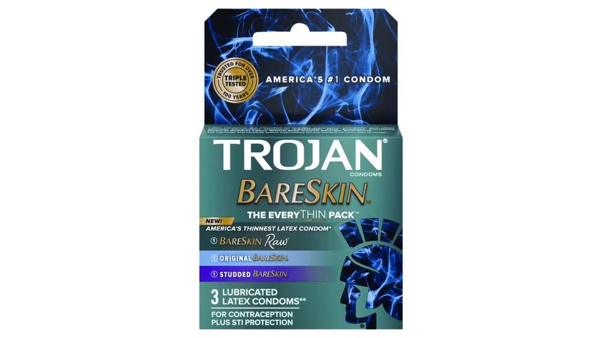 Trojan Bareskin Lubricated Latex Condoms (3 ct) | Delivery Near Me -  Doordash