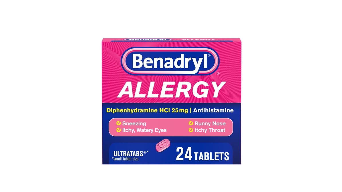 Benadryl Ultratabs Allergy Relief Diphenhydramine Hcl 25 Mg Tablets 24