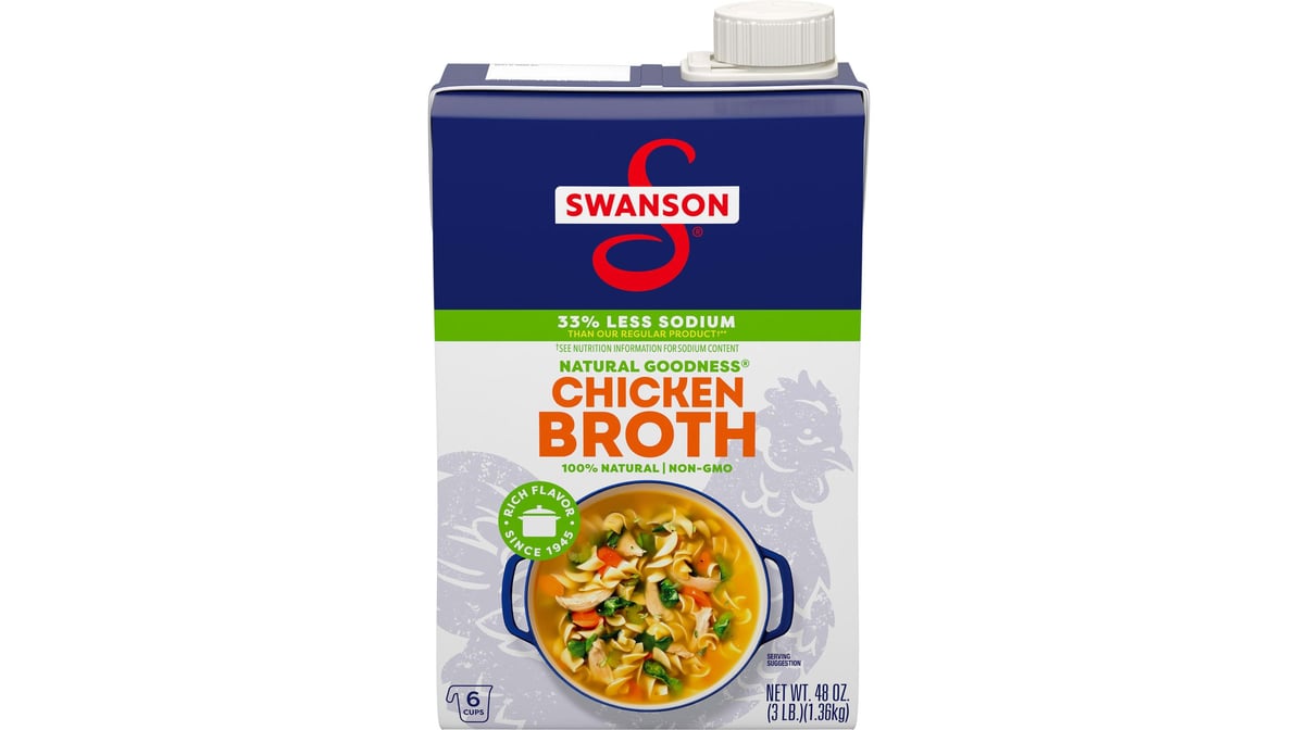 Swanson 100% Natural, Gluten-Free Chicken Broth, 48 Oz Carton