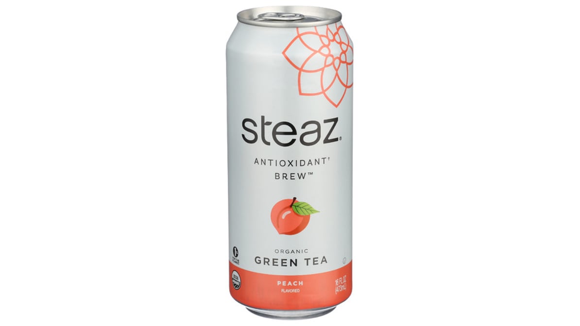 Steaz Organic Green Tea, Peach, 16 fl. oz.