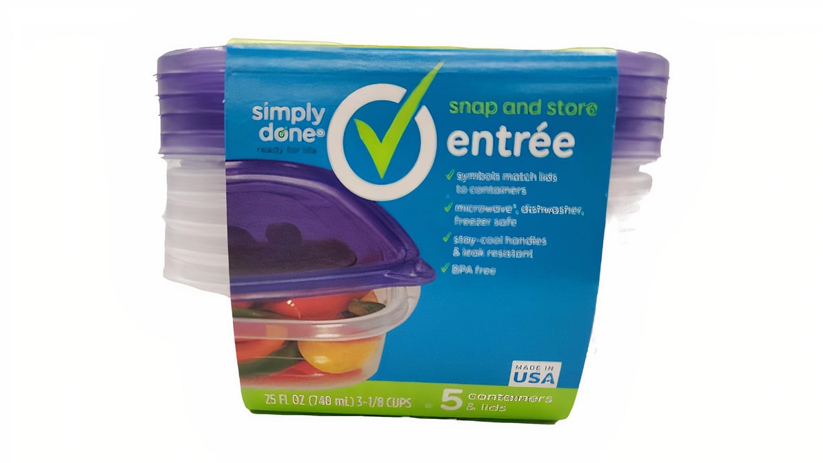 Simply Done 3-1/8 Cup Snap & Store Entree Containers & Lids 5Ct