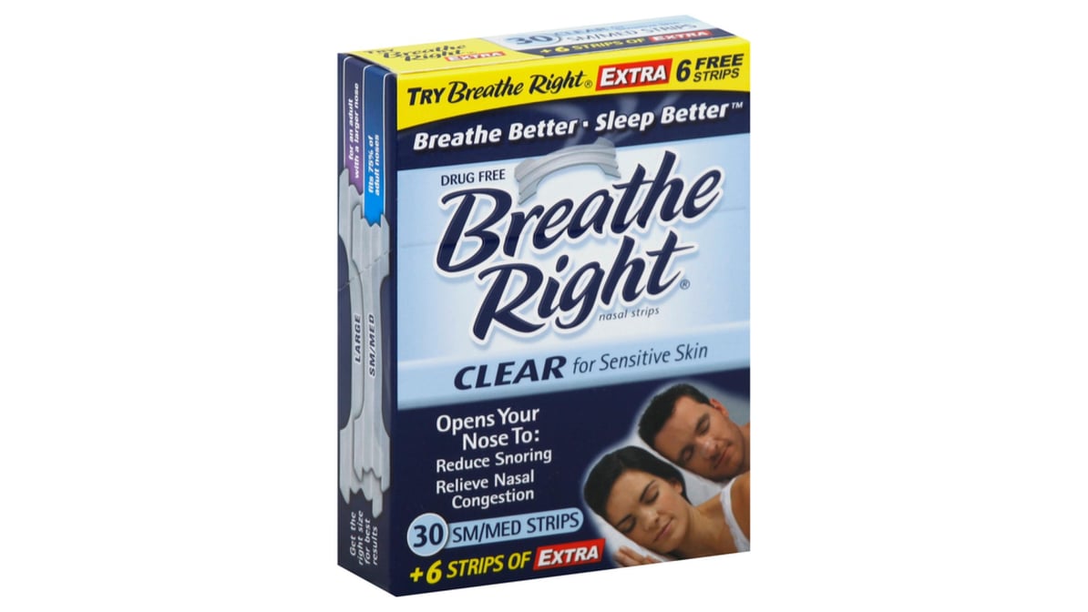 Breathe Right Clear Large Nasal Strips for Sensitive Skin- 30 ct Box
