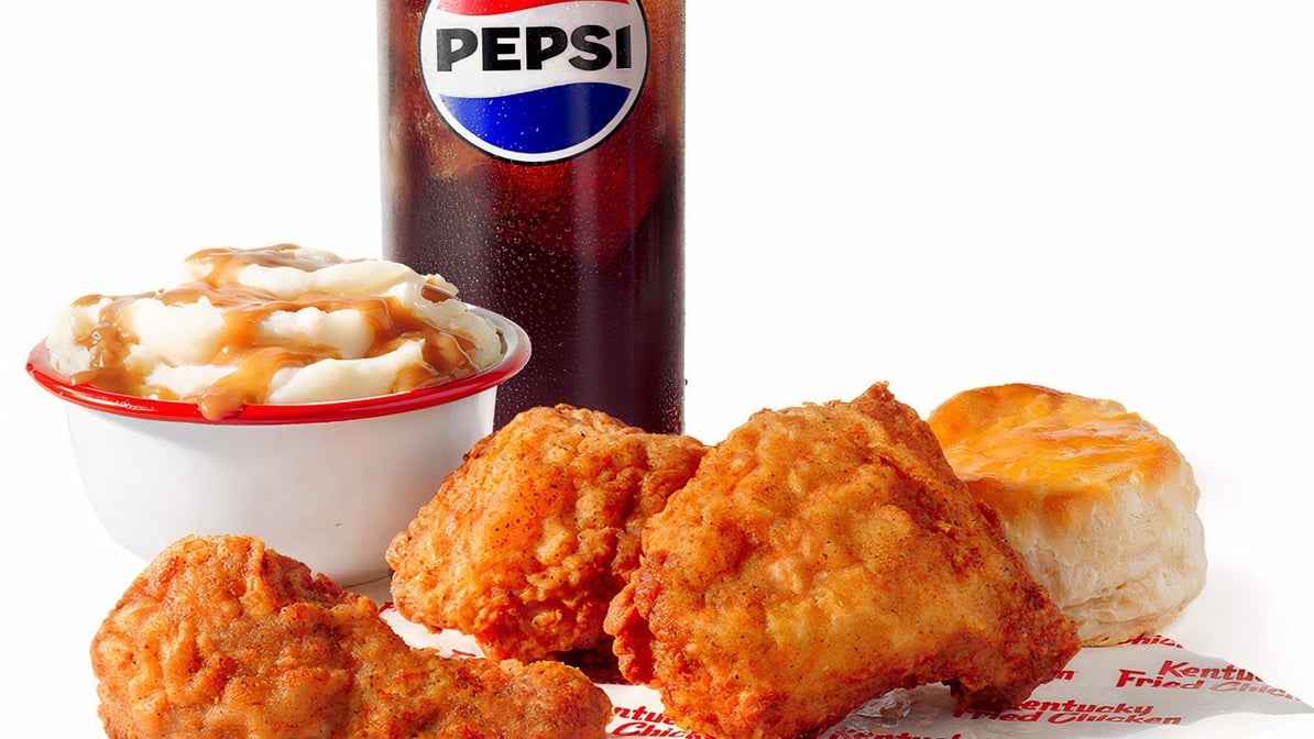 Select KFC Restaurants: Big Box Meal (3-Piece Chicken, Side + Pepsi Drink)