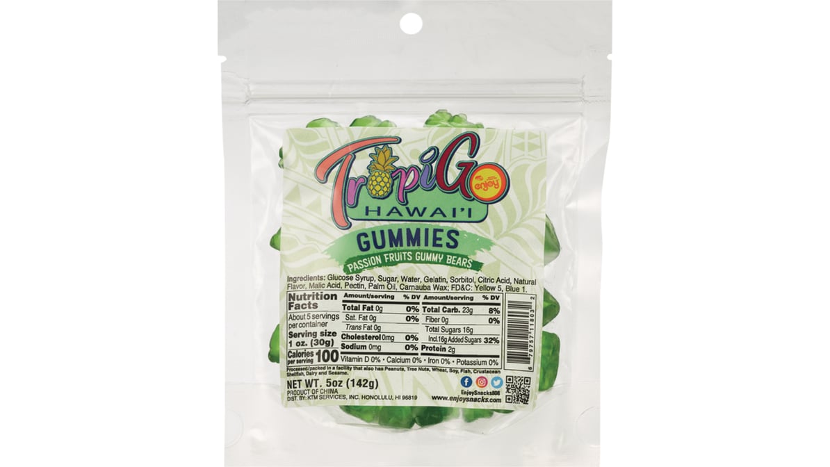 TropiGo Hawaii Passion Fruits Gummy Bears (5 oz)