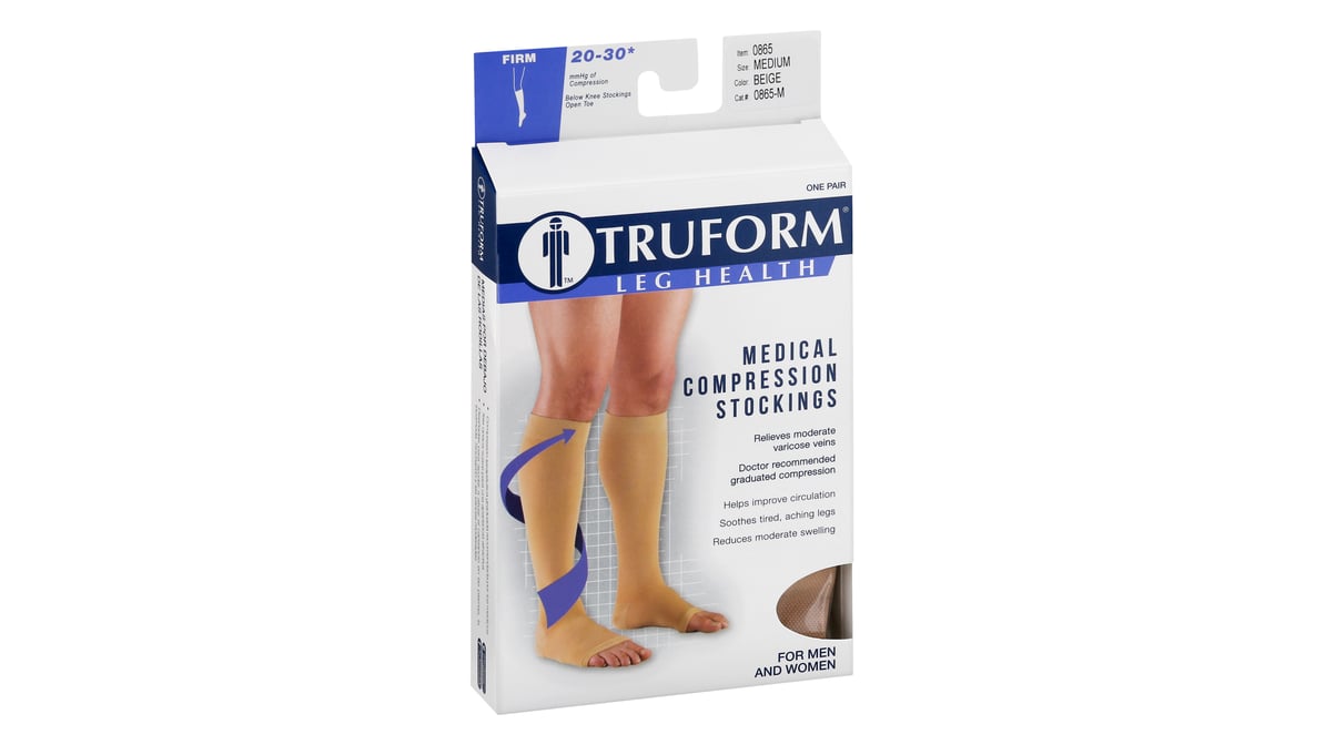 Truform Below Knee Open Toe Beige Medical Compression Stockings (Medium) |  Delivery Near Me - Doordash