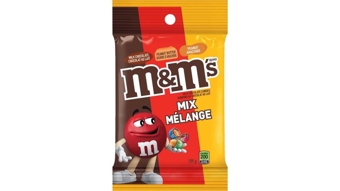 M&M'S, Classic Mix, Milk Chocolate Candies, Sharing Bag, 109g, 1 Bag, 109g