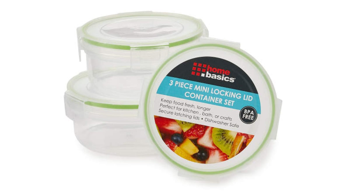 Home Basics - Mini Locking Lid Containers, 3-Piece Set