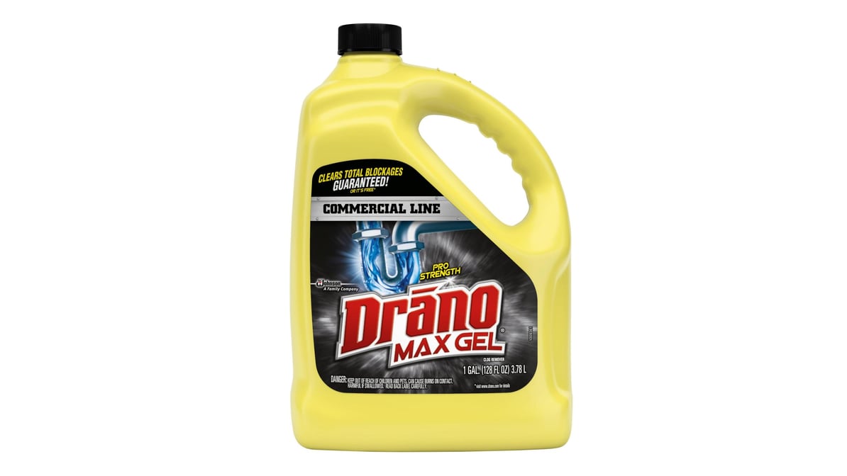 Drano Commercial Line Clog Remover, Max Gel, Pro Strength - 1 gal, 128 fl oz