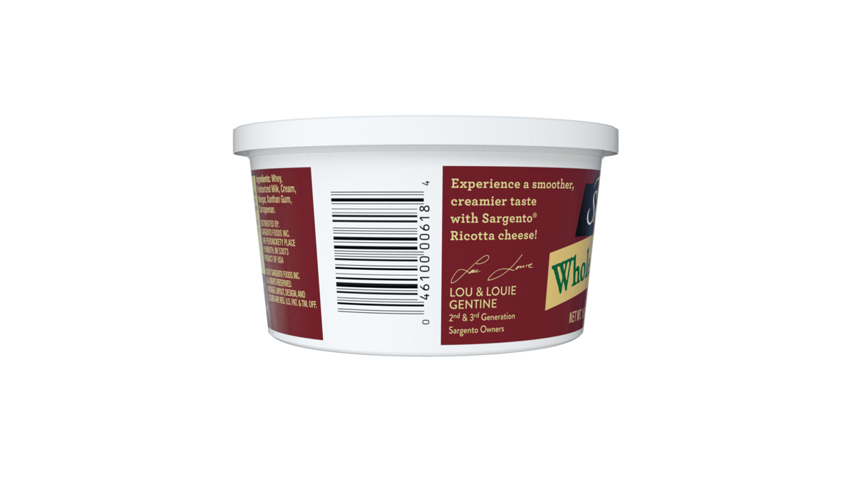 Sargento® Whole Milk Ricotta Natural Cheese, 15 oz.