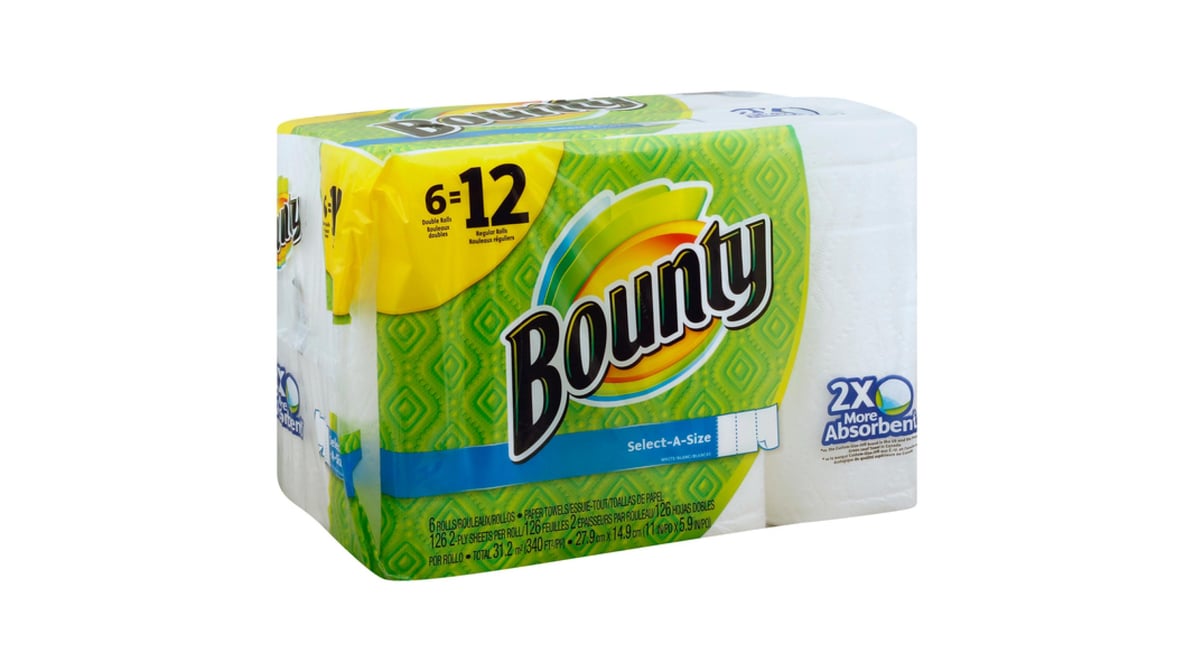 Select-A-Size Paper Towels, White, 6 Double Rolls = 12 Regular