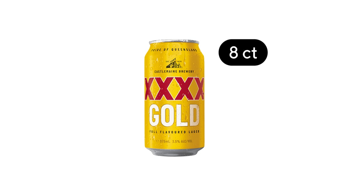 XXXX Gold Lager Cans (375 ml x 8 ct) | Delivery Near Me - Doordash