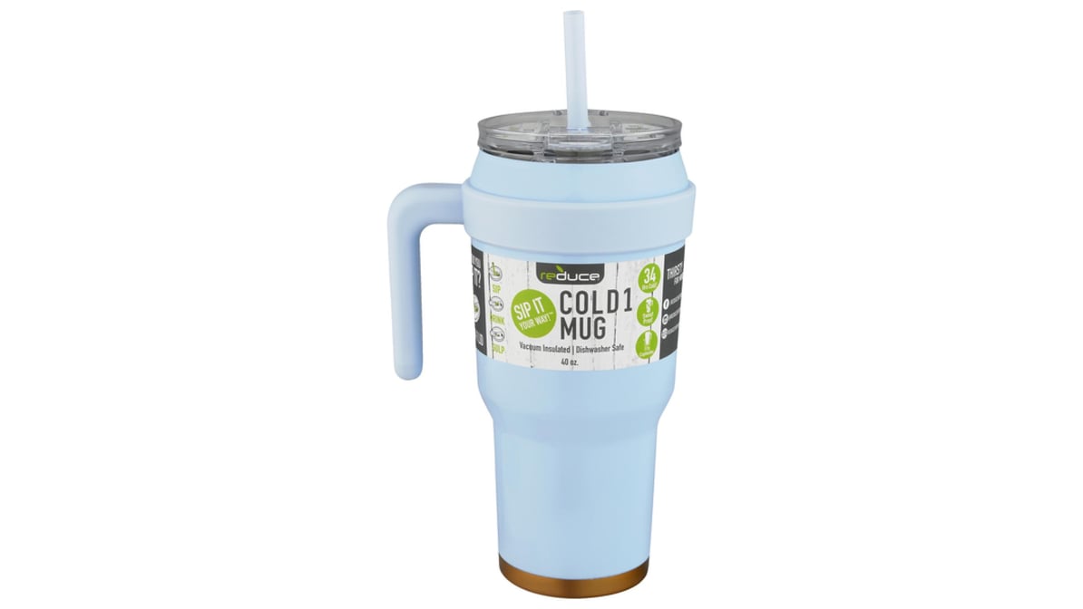 Reduce Light Blue 40 oz Insulated Stainless Steel Straw with Lid Trumbler  Delivery - DoorDash