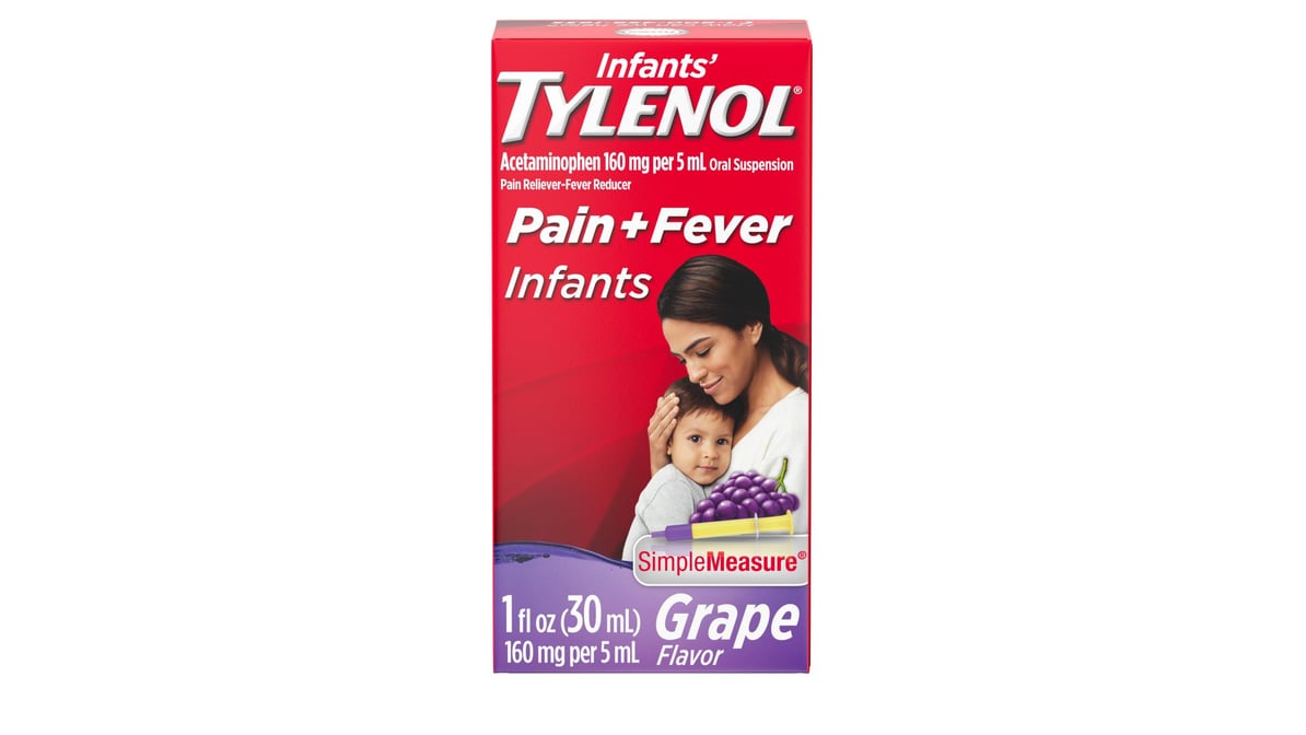 Tylenol Infants' Pain + Fever Reducer Acetaminophen Grape Oral ...