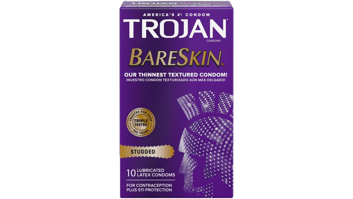 Trojan Bareskin Studded Lubricated Condoms (10 ct) | Delivery Near Me -  Doordash