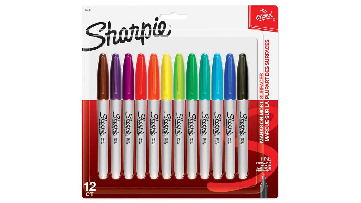 Sharpie Permanent Markers, Ultra-Fine and Fine Point Assorted Colors, 12 Count