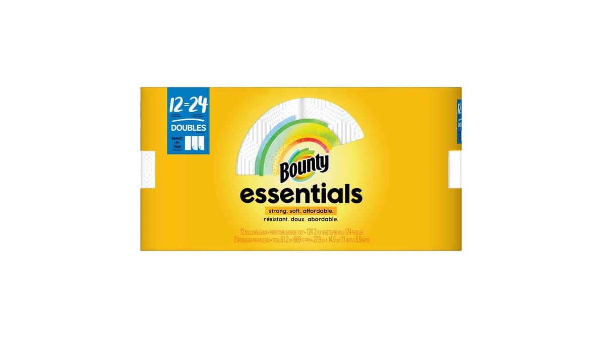 Bounty Essentials, White, Select-a-Size Paper Towels (12 Double