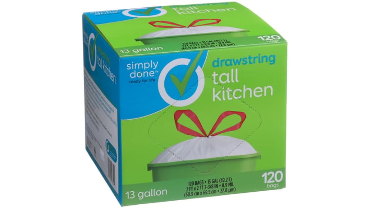 13 Gallon Drawstring Kitchen Trash Bags - 90 count