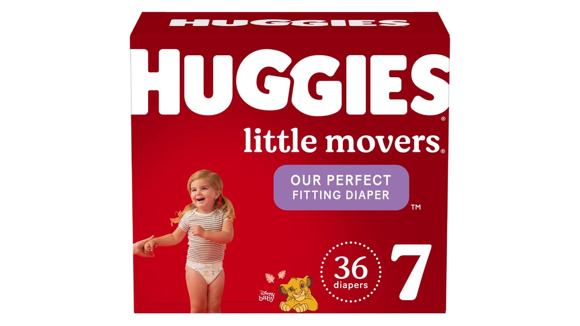 Huggies Little Movers Diapers, Disney Baby, 7 (Over 41 lb) - 36 diapers