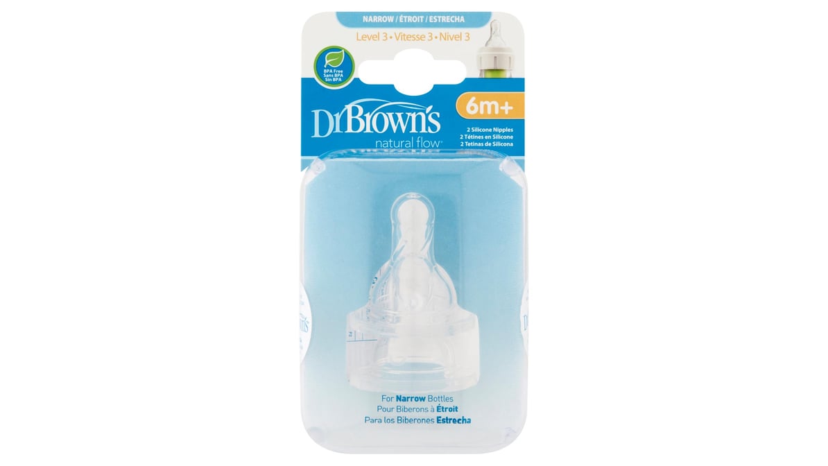 Dr. Brown's Natural Flow Standard Silicone Nipple, Level 3 6m+, 2 Ct Dr  Browns