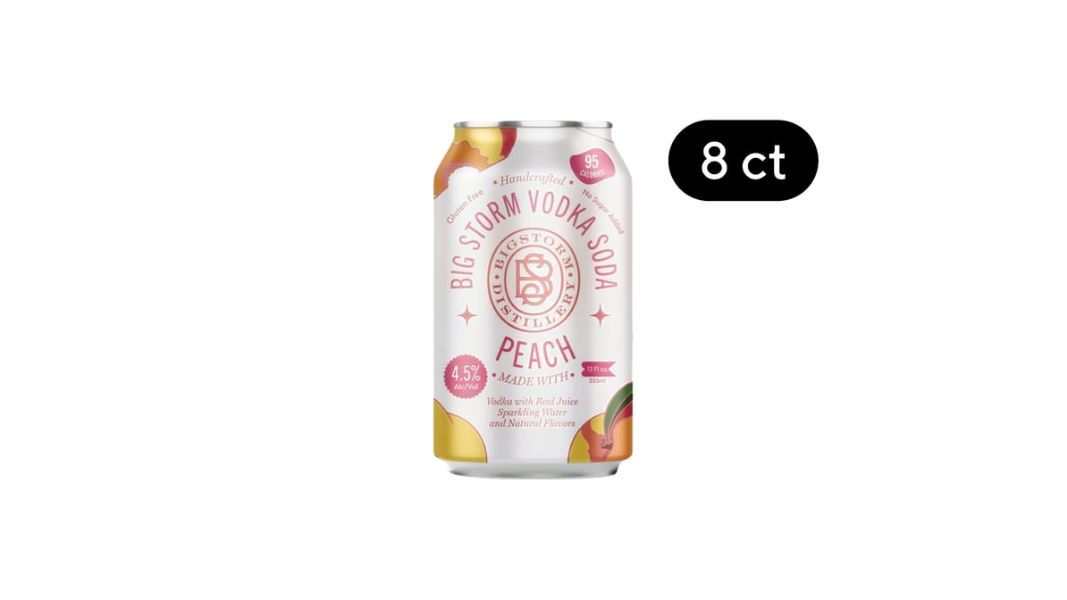 Big Storm Brewing Co. Peach Vodka Soda Cans (12 oz x 8 ct) | Delivery Near  Me - Doordash