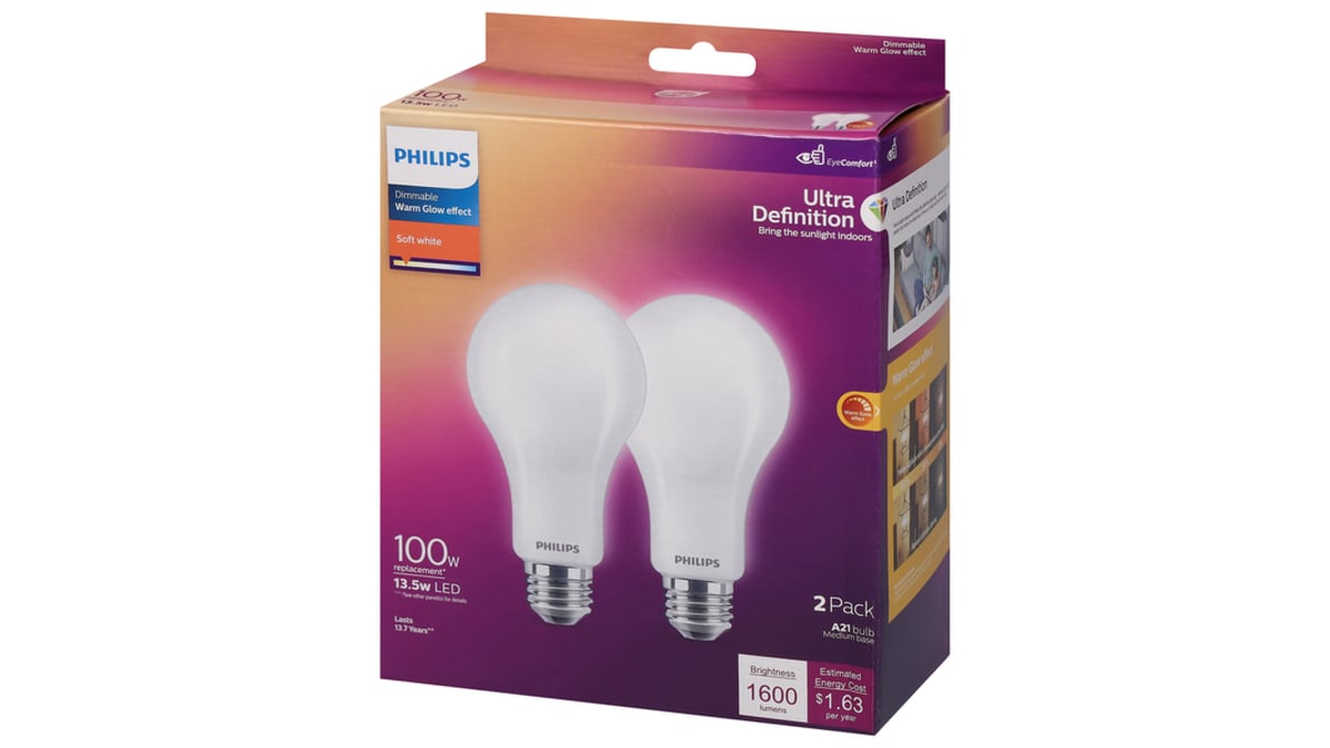 Philips Watts Warm Glow Effect Dimmable Soft White Led Light Bulb Ct Delivery Near Me