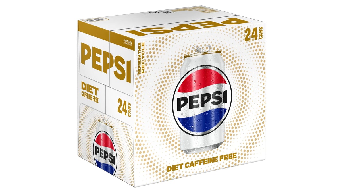 Diet Pepsi Caffeine Free Soda Cans (12 oz x 24 ct) | Delivery Near Me -  Doordash