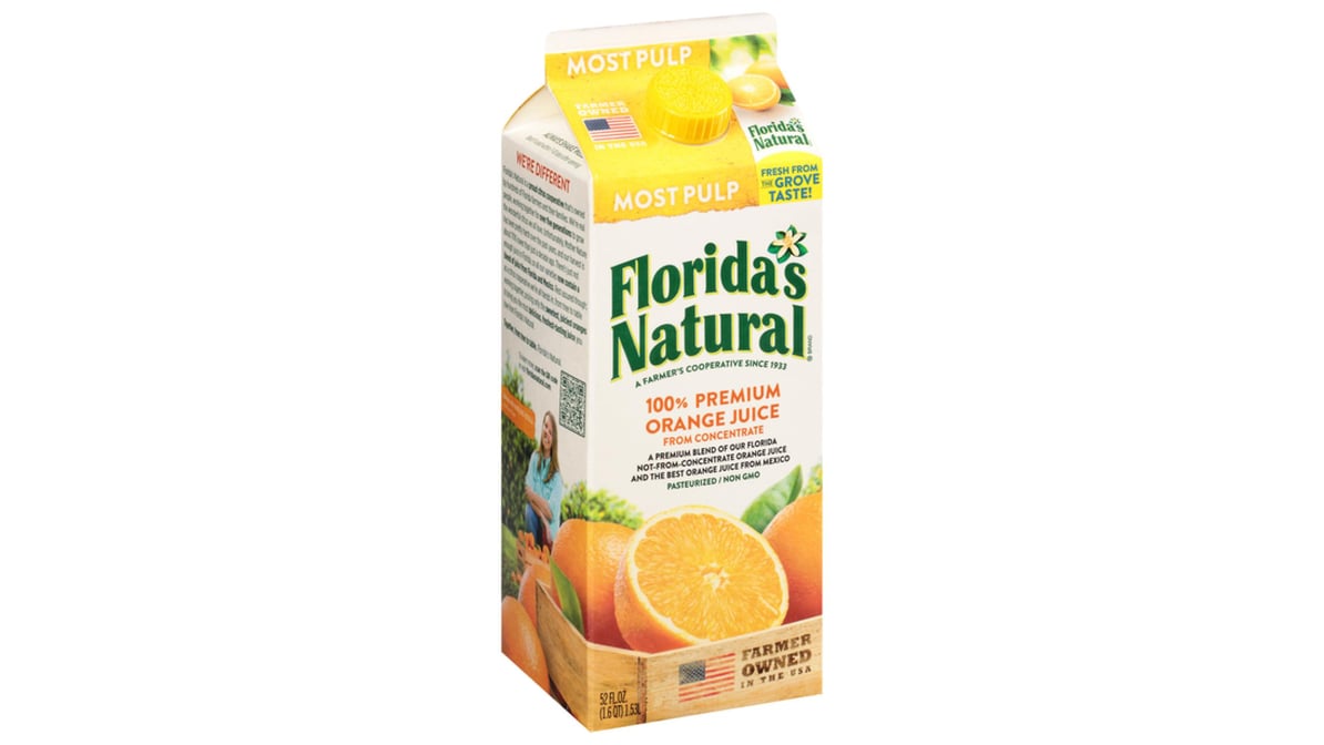 Florida S Natural Growers Most Pulp 100 Premium Orange Juice Carton 52 Oz Delivery Near Me