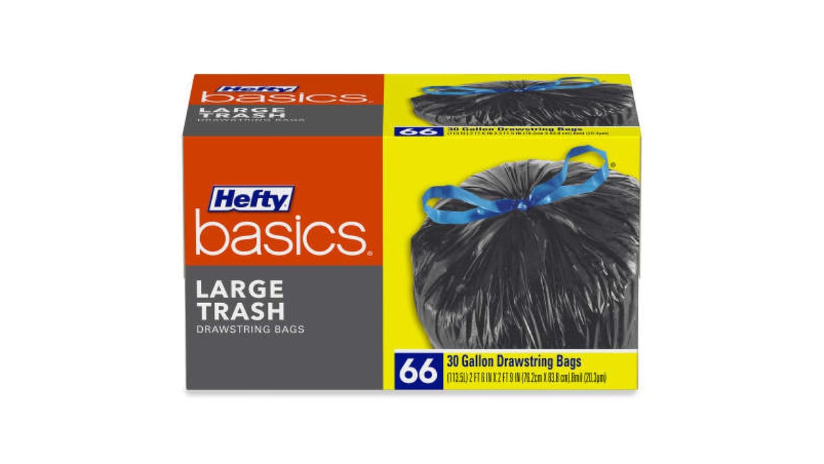 Hefty Basics 30 gal Drawstring Trash Bags Large (66 ct) Delivery