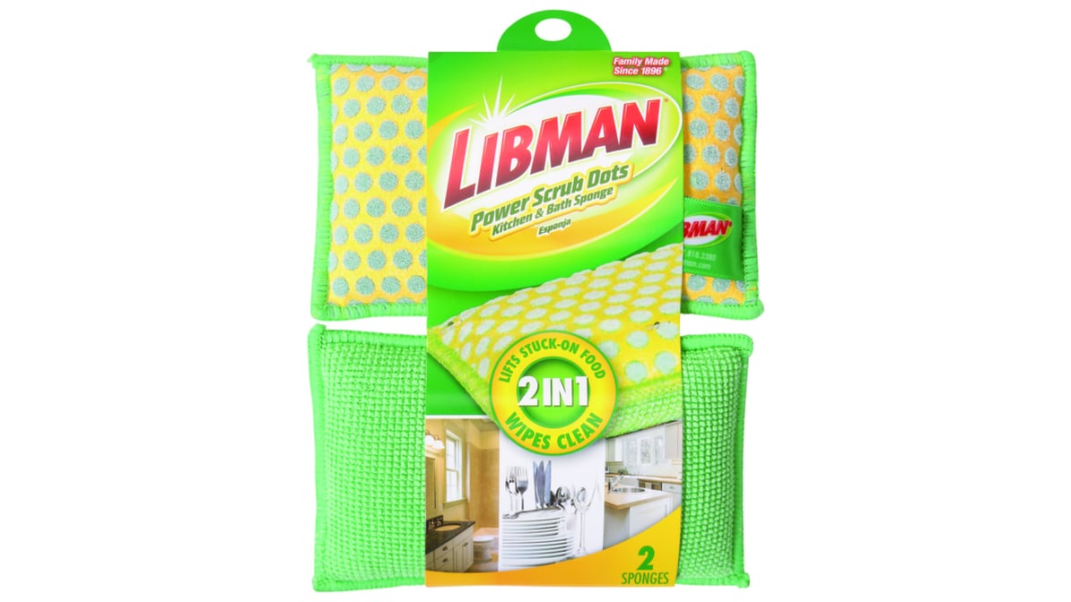 Libman® Scrubbing Bubbles 2-in-1 Kitchen & Dish Sponge, 2 pk