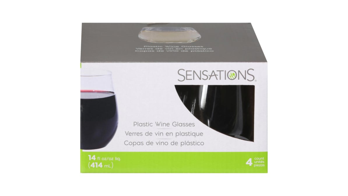 Sensations Wine Glasses, Plastic, 14 Ounce - 4 glasses