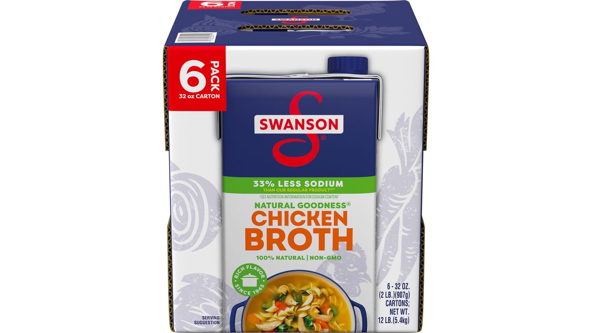 Swanson 100% Natural Organic Chicken Broth, 32 oz Carton (Pack of 12)