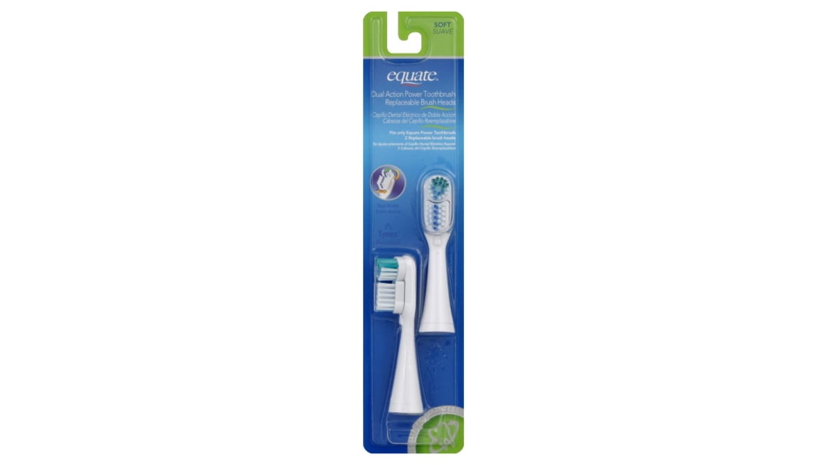 Equate Dual Action Power Toothbrush Head Replacement (2 ct) | Delivery Near  Me - Doordash