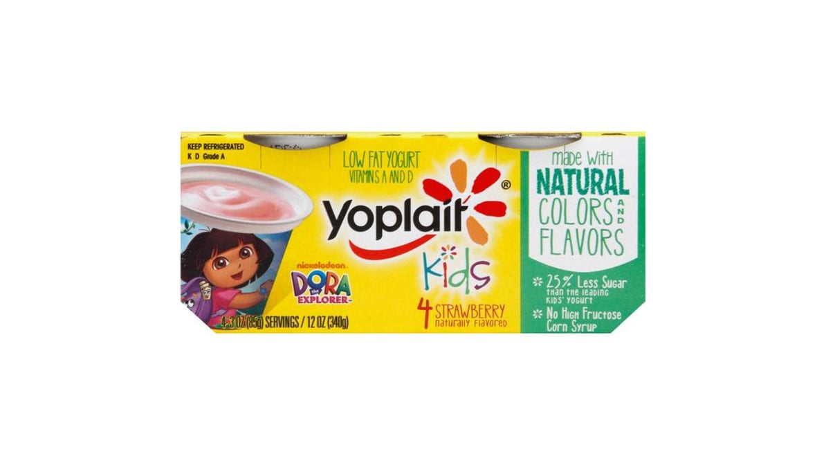 Yoplait Kids Fat Free Dora The Explorer Strawberry Yogurt (3 oz x 4 ct) |  Delivery Near Me - Doordash