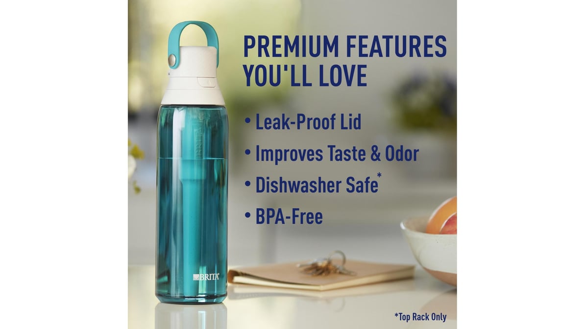 Brita Premium Filtering Water Bottle with Filter BPA Free, Seaglass, 26 oz