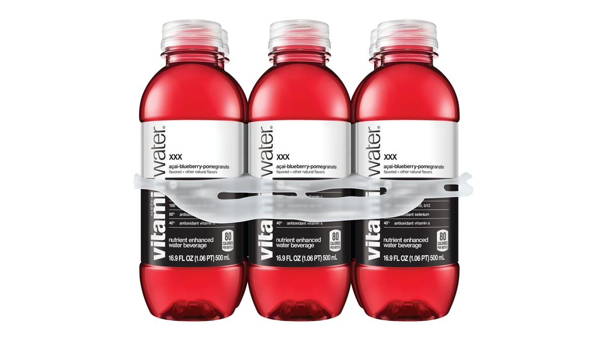 VitaminWater XXX Flavored Water Acai Blueberry Pomegranate Bottles (16.9 oz  x 6 ct) | Delivery Near Me - Doordash