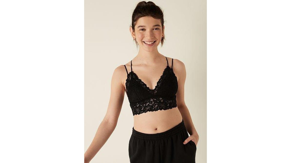 Black lace longline fashion bralette