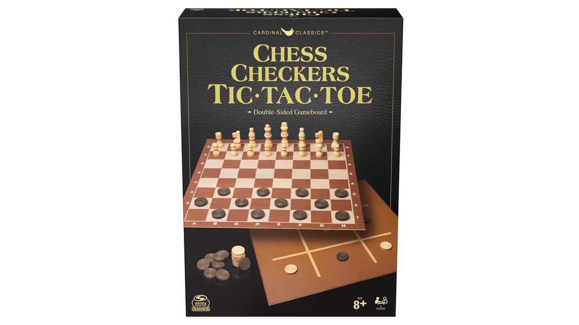 Chess Checkers and Tic-Tac-Toe Set, Classic Strategy Games, for