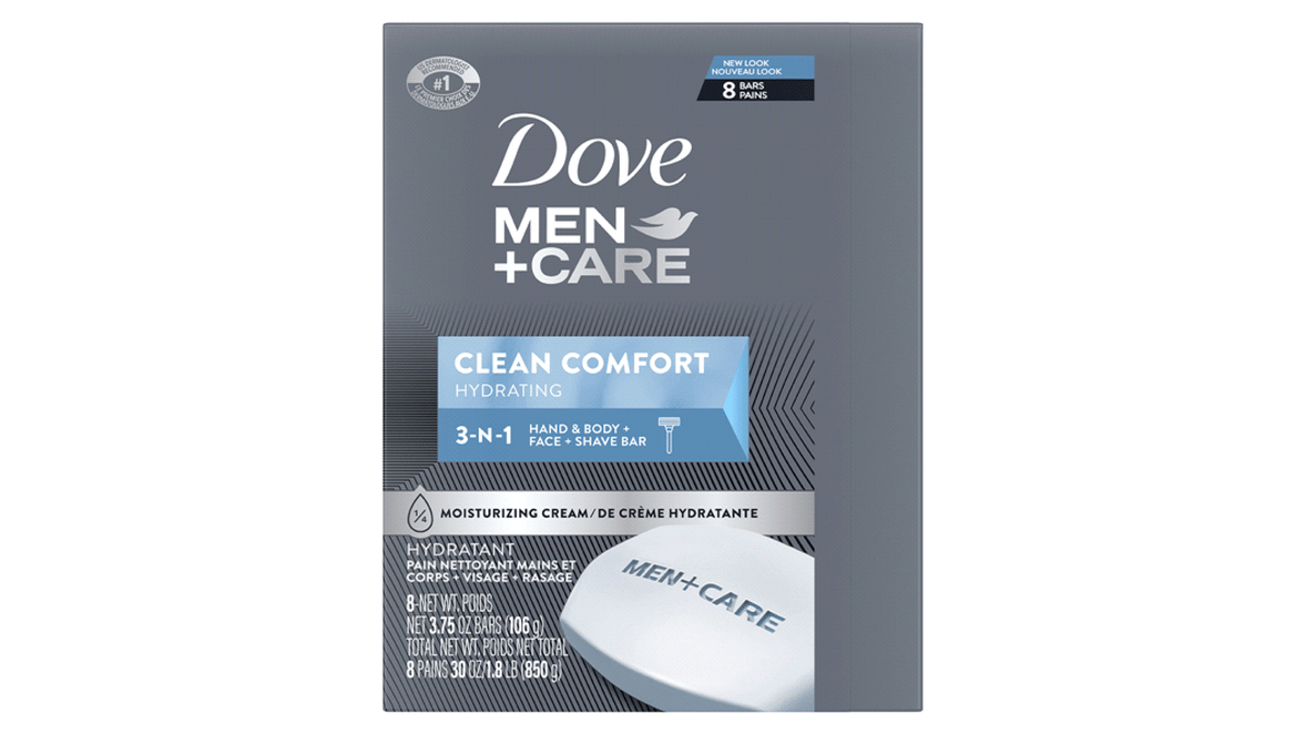 Dove Men+Care Clean Comfort Body Plus Face Bar Soaps Mild Formula (4 oz x 8  ct) Delivery - DoorDash